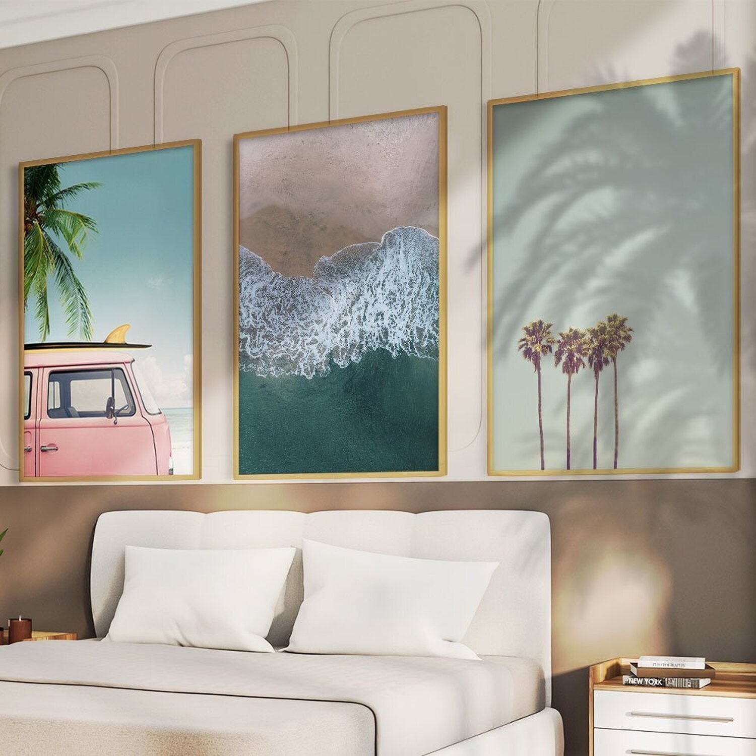 Quadro Decorativo 3 Telas Paisagem Praia e Surf Diversos Tamanhos - 2