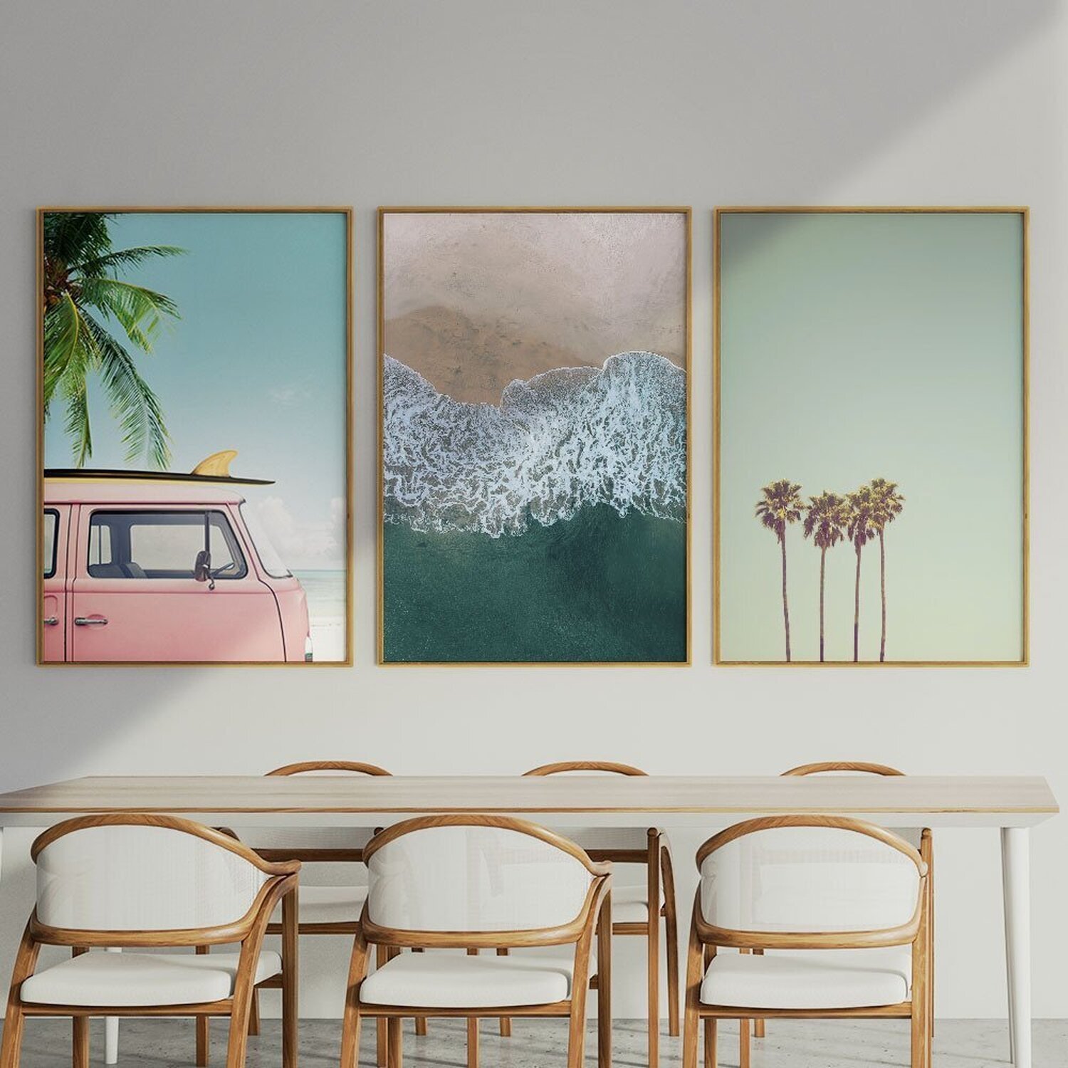 Quadro Decorativo 3 Telas Paisagem Praia e Surf Diversos Tamanhos - 1