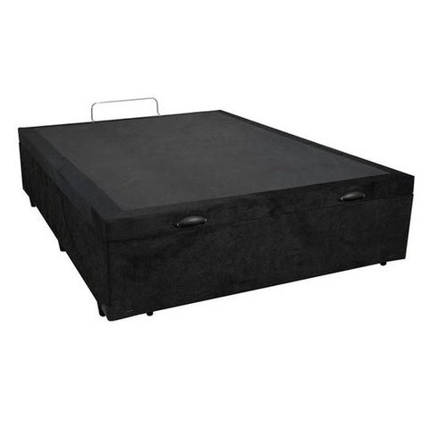 Cama Box Baú Casal Blindado Suede Preto