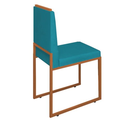 Cadeira Sala Jantar Barcelona – Base Bronze:azul Turquesa