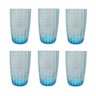 Jogo 6 Copos Tipo Murano em Vidro Azul e Bolinhas (400ml) Laradore - 1