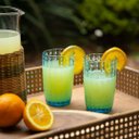 Ver imagem 3 de Jogo 6 Copos Tipo Murano em Vidro Azul e Bolinhas (400ml) Laradore