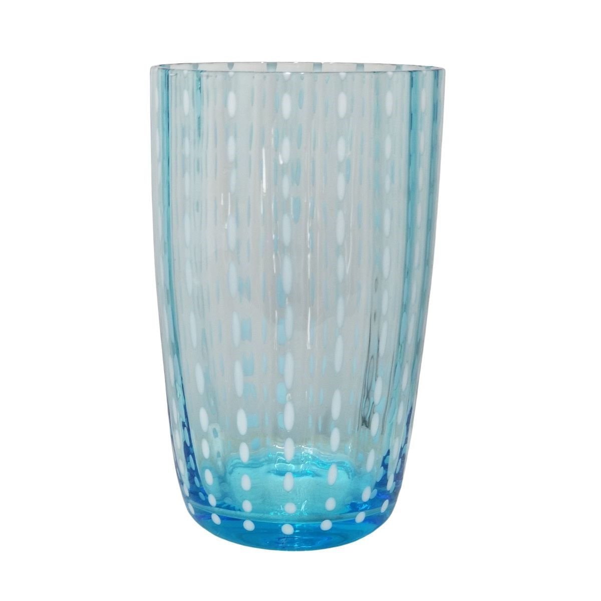 Jogo 6 Copos Tipo Murano em Vidro Azul e Bolinhas (400ml) Laradore - 2