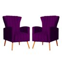 Ver imagem 1 de Kit 02 Poltrona Decorativa Melinda Veludo Roxo - Fm