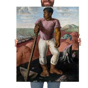 Quadro Decorativo Cândido Portinari O Lavrador de Café:Grande 77x64cm/Chassi com Borda Infinita