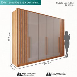 Guarda Roupas Casal 100% Mdf 6 Portas 5 Gavetas Moscou Ripado - Mais Móveis Cinamomo/offwhite - 3