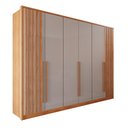 Ver imagem 1 de Guarda Roupas Casal 100% Mdf 6 Portas 5 Gavetas Moscou Ripado - Mais Móveis Cinamomo/offwhite