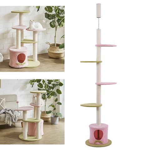 Arranhador Gato Pet Felino Casinha Brinquedo Torre 5 Modos Descanso Escala Arranha Sisal Aconchegant