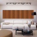 Ver imagem 1 de Painel Acústico Absorvedor Decorativo Parallax Ripado Horizon Crepe Maestra Acústica:freijó/preto