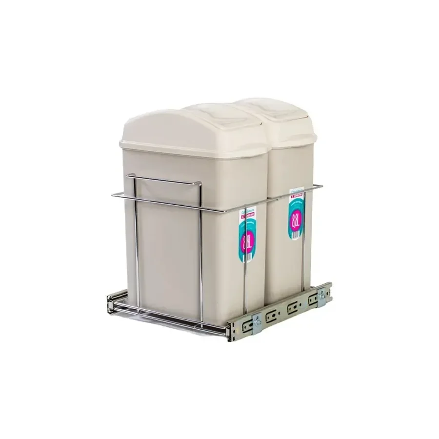 Lixeira Deslizante Dupla Lateral 20,5 Lts Bredal - 1
