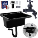 Ver imagem 1 de Tanque de Plástico 34l para Lavanderia Preto + Sifão Universal Sanfonado + Fita Veda Rosca + Torneir