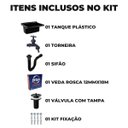 Ver imagem 2 de Tanque de Plástico 34l para Lavanderia Preto + Sifão Universal Sanfonado + Fita Veda Rosca + Torneir