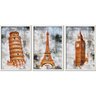 Quadro Decorativo 3 Telas Cidades e Monumentos Diversos Tamanhos - 2