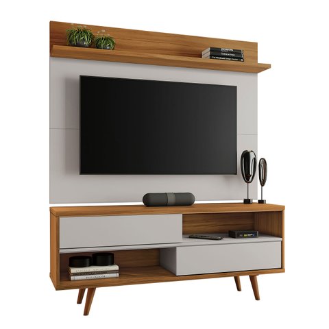 Rack NT 1180 com Painel NT 1185 Off White com Freijó - Notável