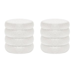 Kit 2 Puffs Decorativos Orgânico Sala de Estar Lavínia Bouclé - Adj Decor