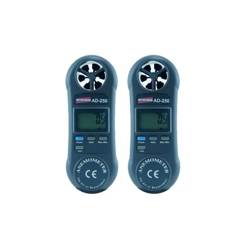 Kit 2 Anemômetro Digital Velocidade Fluxo Ar Faixa 0,4 A 30 M/s 5 Unidades Hold Máx Mín Ad-250 Portá