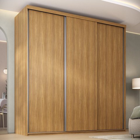 Guarda-Roupa Casal MDF BP com 3 Portas e 4 Gavetas Liege Marrom/Nogueira