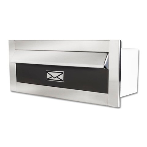 Caixa de Correio Inox Polido Revista Jornal Brilhante Espelhada com Tarja Marrom