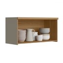 Ver imagem 2 de Armário Aéreo Cozinha 80 Cm Allure 2 Portas 100% Mdf Jequitibá/gris Fosco - Linea Brasil