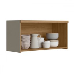 Armário Aéreo Cozinha 80 Cm Allure 2 Portas 100% Mdf Jequitibá/gris Fosco - Linea Brasil - 2