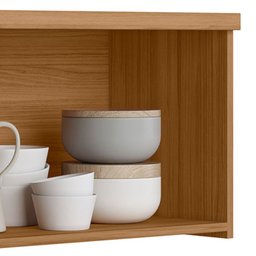Armário Aéreo Cozinha 80 Cm Allure 2 Portas 100% Mdf Jequitibá/gris Fosco - Linea Brasil - 5