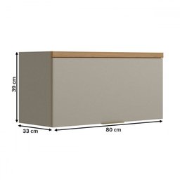 Armário Aéreo Cozinha 80 Cm Allure 2 Portas 100% Mdf Jequitibá/gris Fosco - Linea Brasil - 6