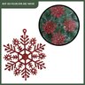 Flocos de Neve Vermelho 10 Pendentes Grande C/ Glitter Decoração Enfeite Árvore Natal - 6