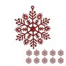 Flocos de Neve Vermelho 10 Pendentes Grande C/ Glitter Decoração Enfeite Árvore Natal - 4