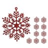 Flocos de Neve Vermelho 10 Pendentes Grande C/ Glitter Decoração Enfeite Árvore Natal - 5