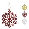 Flocos de Neve Vermelho 10 Pendentes Grande C/ Glitter Decoração Enfeite Árvore Natal - 1