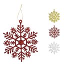 Ver imagem 1 de Flocos de Neve Vermelho 10 Pendentes Grande com Glitter Decoração Enfeite Árvore Natal