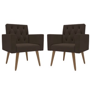 Kit 2 Poltronas Thais Premium: Suede/marrom