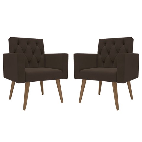 Kit 2 Poltronas Thais Premium: Suede/marrom