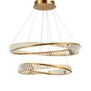 Ver imagem 1 de Lustre Vênus Dourado com Cristal Led 3 Cores 80/60cm para Sala de Jantar e Living