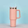Copo Térmico 1200ml com Parede Dupla e Canudo -salmão - 1