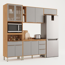Ver imagem 2 de Cozinha Completa Modulada 4 Peças 9 Portas Plena Amarelo/Cinamon/Nude Prime