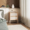 Ver imagem 1 de Mesa de Cabeceira Square 2 Gavetas 100% MDF Pés de Metal 60 cm X 43 cm X 40 cm Tauari-Telinha Rattan