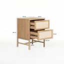 Ver imagem 6 de Mesa de Cabeceira Square 2 Gavetas 100% MDF Pés de Metal 60 cm X 43 cm X 40 cm Tauari-Telinha Rattan