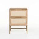 Ver imagem 2 de Mesa de Cabeceira Square 2 Gavetas 100% MDF Pés de Metal 60 cm X 43 cm X 40 cm Tauari-Telinha Rattan
