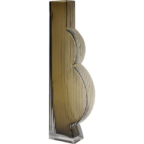Vaso Decorativo Enfeite 35x5x11cm Vidro Cinza Ficarella