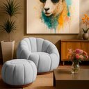 Ver imagem 2 de Puff Decorativo Orgânico Fixo Nuvem Veludo Cinza Claro - Loja Sheep