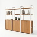 Ver imagem 2 de Conjunto 3 Estantes de Livros Industrial em Aço com 6 Portas 216cm x 151cm