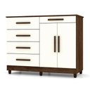 Ver imagem 1 de Cômoda Sapateira para Quarto 05 Gavetas e 02 Portas Livia Imbuia/champanhe - Pallazio