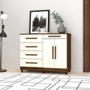 Ver imagem 2 de Cômoda Sapateira para Quarto 05 Gavetas e 02 Portas Livia Imbuia/champanhe - Pallazio
