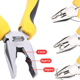 Kit Jogo Alicates Universal 8" + Meia Cana 6" + Corte Diagonal 6" + Luva Pigmentada | Fertak - 4