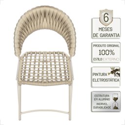 Cadeira de Jantar Milão Aluminio e Croche Náutico 4 Unidades - Rami - 3