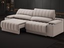 Ver imagem 1 de Sofá com Porta Copos Carregador USB Ret Rec Murano 2,50m Velosuede Bege - NETSOFAS