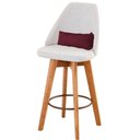 Ver imagem 3 de Kit 10 Banquetas Alta Maya Giratória Com Encosto Gourmet Linho Bege e Almofada Suede Bordô - Gat