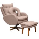 Ver imagem 2 de Kit Poltrona de Amamentação Base Giratória Balanço e Puff Angra Veludo - Sofa Store:Veludo Rosê Gold