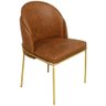 Cadeira Aurora Couro Caramelo Metal Dourado - 4